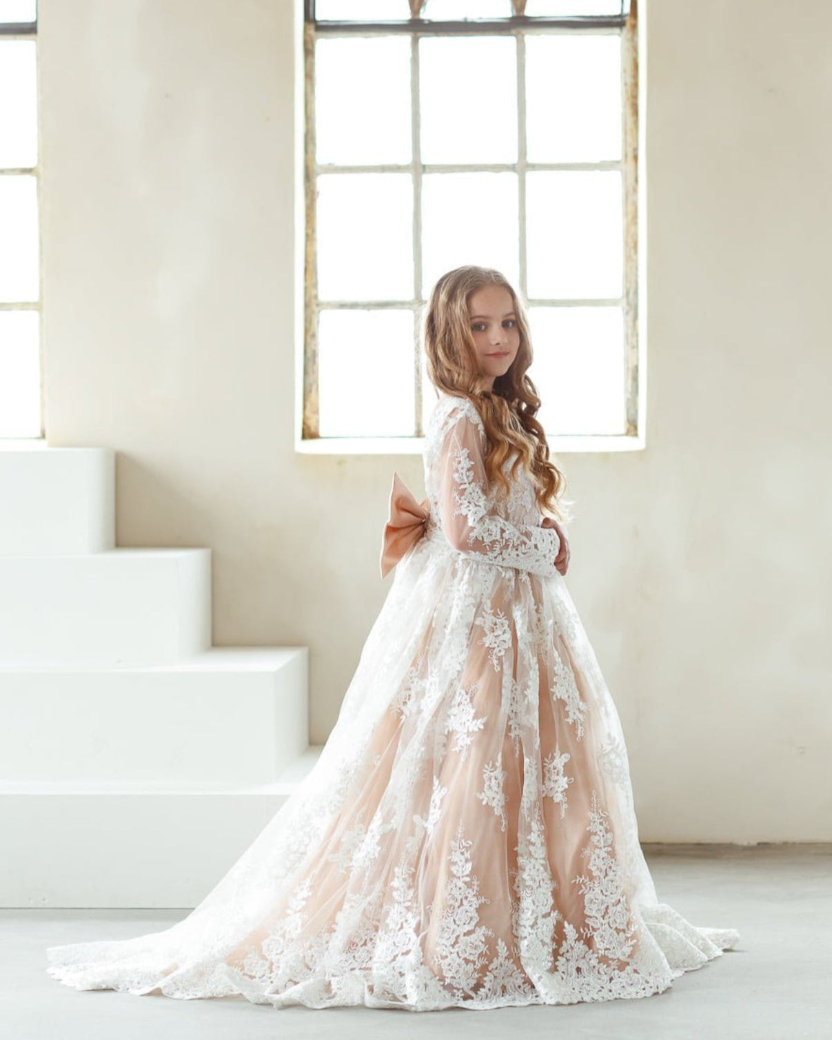 Emma flower girl dress white cream
