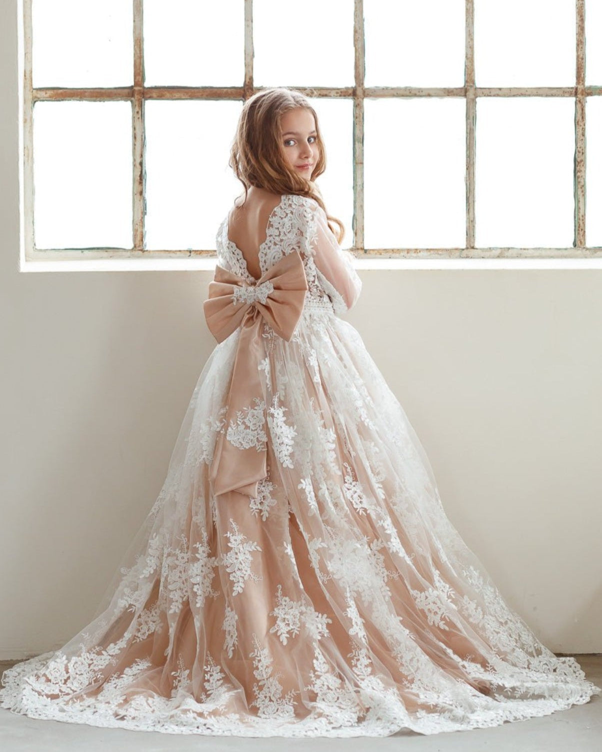 Emma flower girl dress white cream