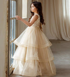 Rose layered flower girl dress