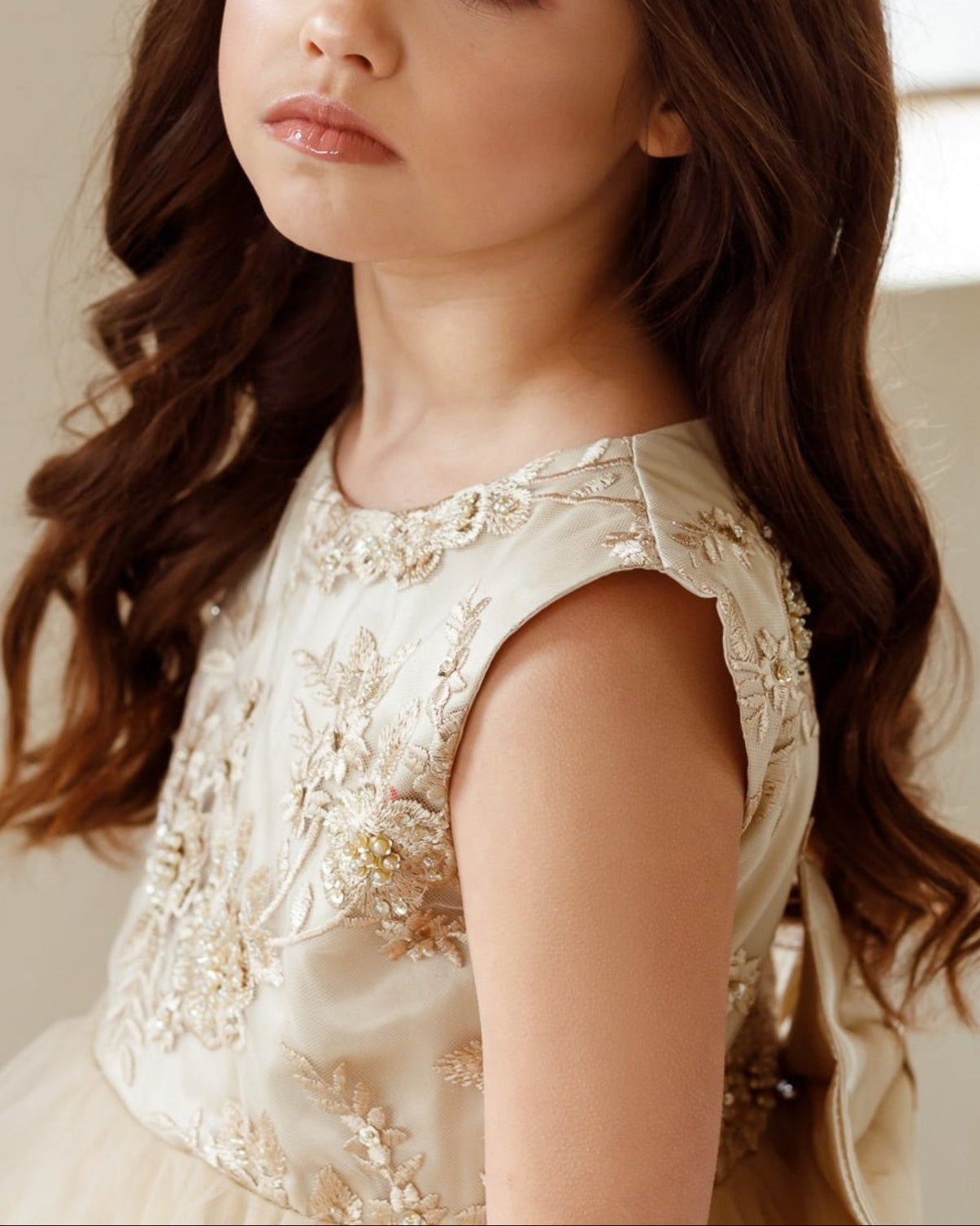 Rose layered flower girl dress