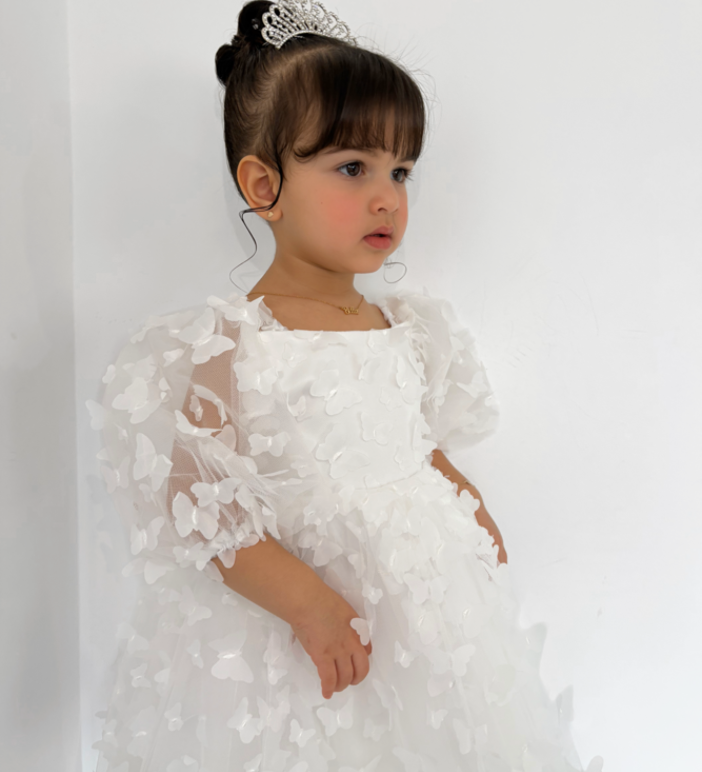 3d Vlinder meisjesjurk wit