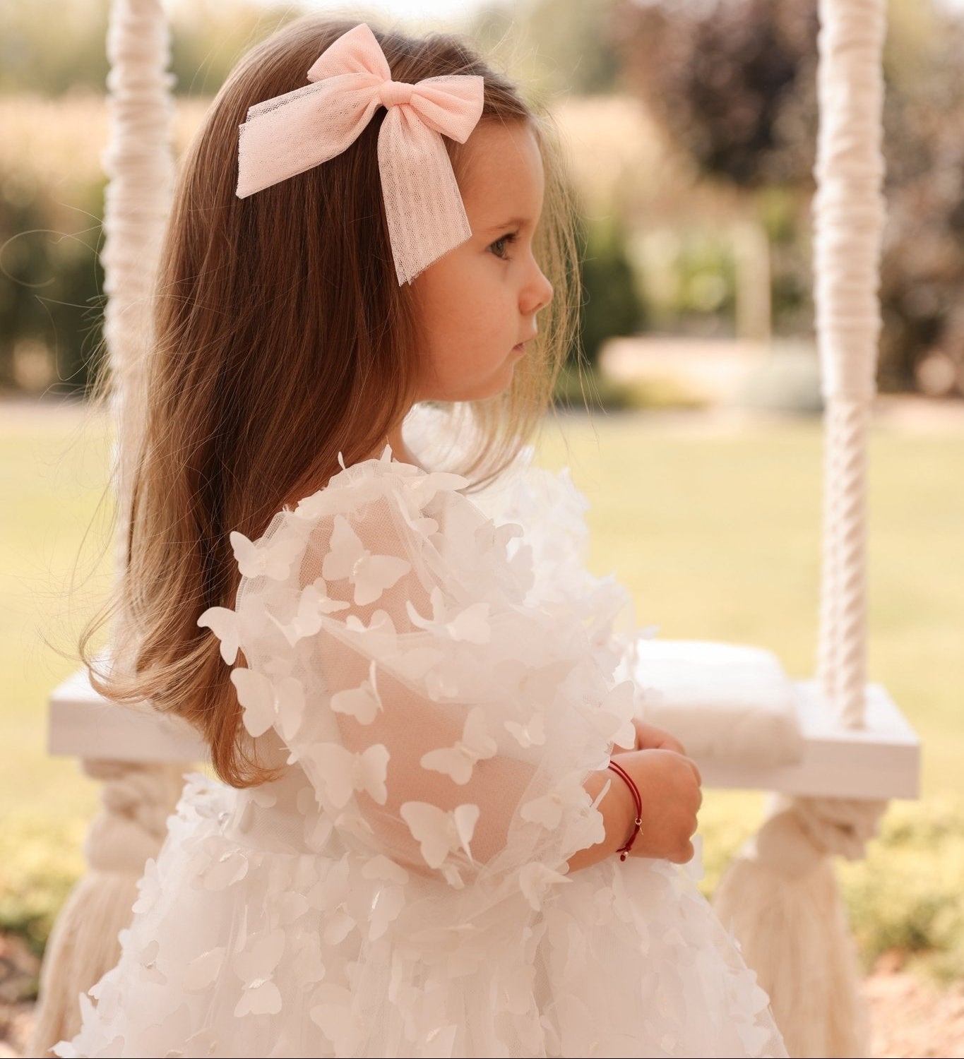 3d Vlinder meisjesjurk wit