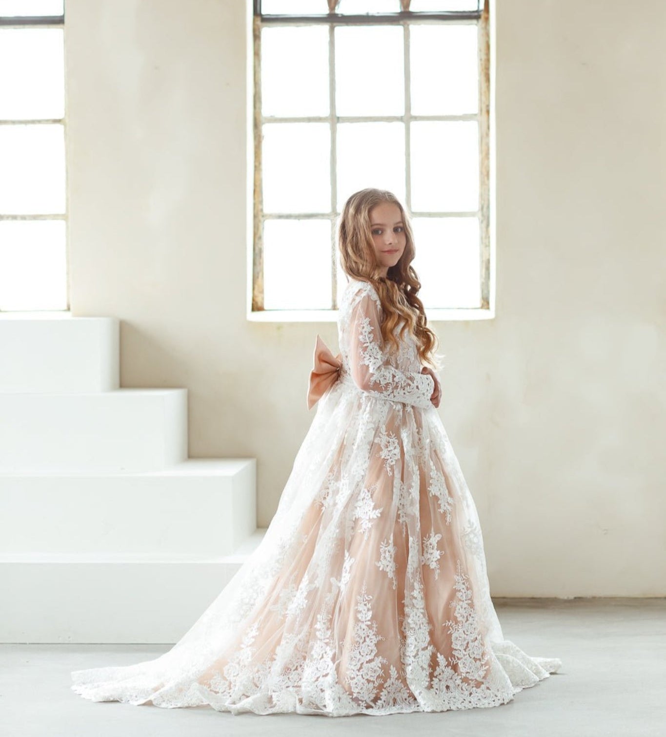 Emma flower girl dress white cream