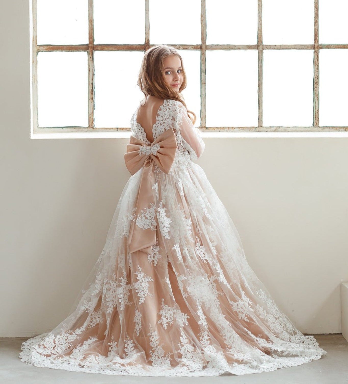 Emma flower girl dress white cream