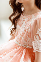 Mary embroidered peach flower girl dress