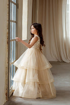 Rose layered flower girl dress