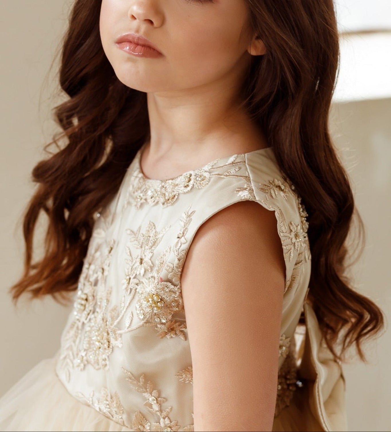 Rose layered flower girl dress