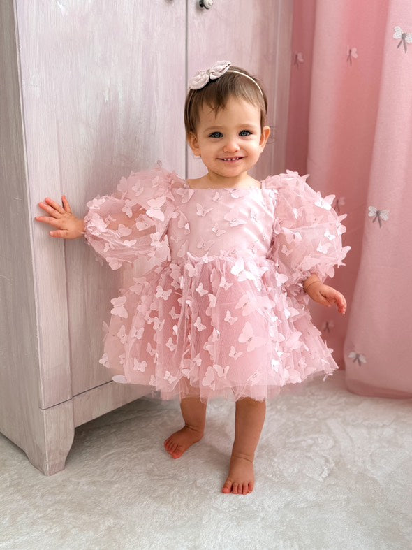 Vlinder meisjesjurk roze